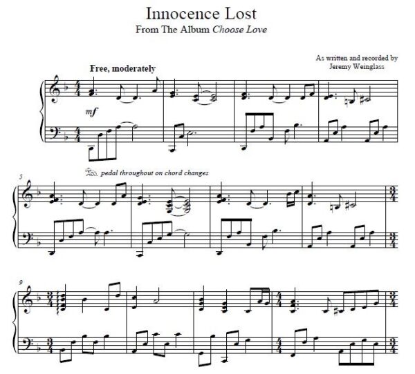 Innocence Lost sheet music preview
